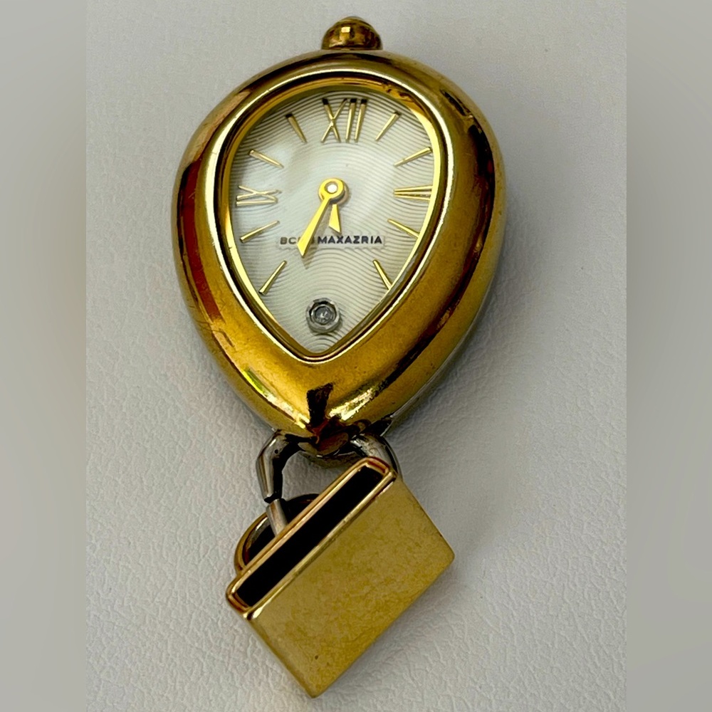 RARE VINTAGE BCBG MAXAZARIA DIAMOND PENDANT / FOB WATCH! 2 Tone. Running.